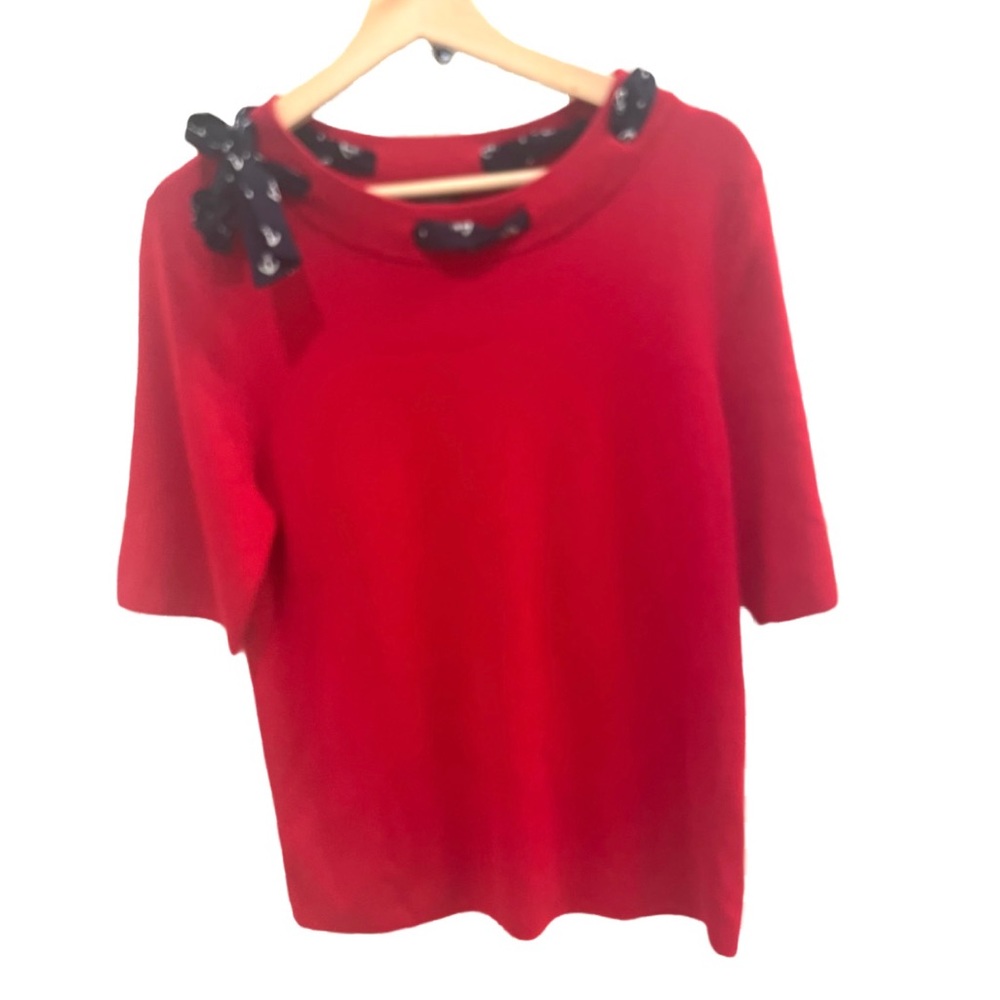 Talbots red knit nautical coastal  sweater top large